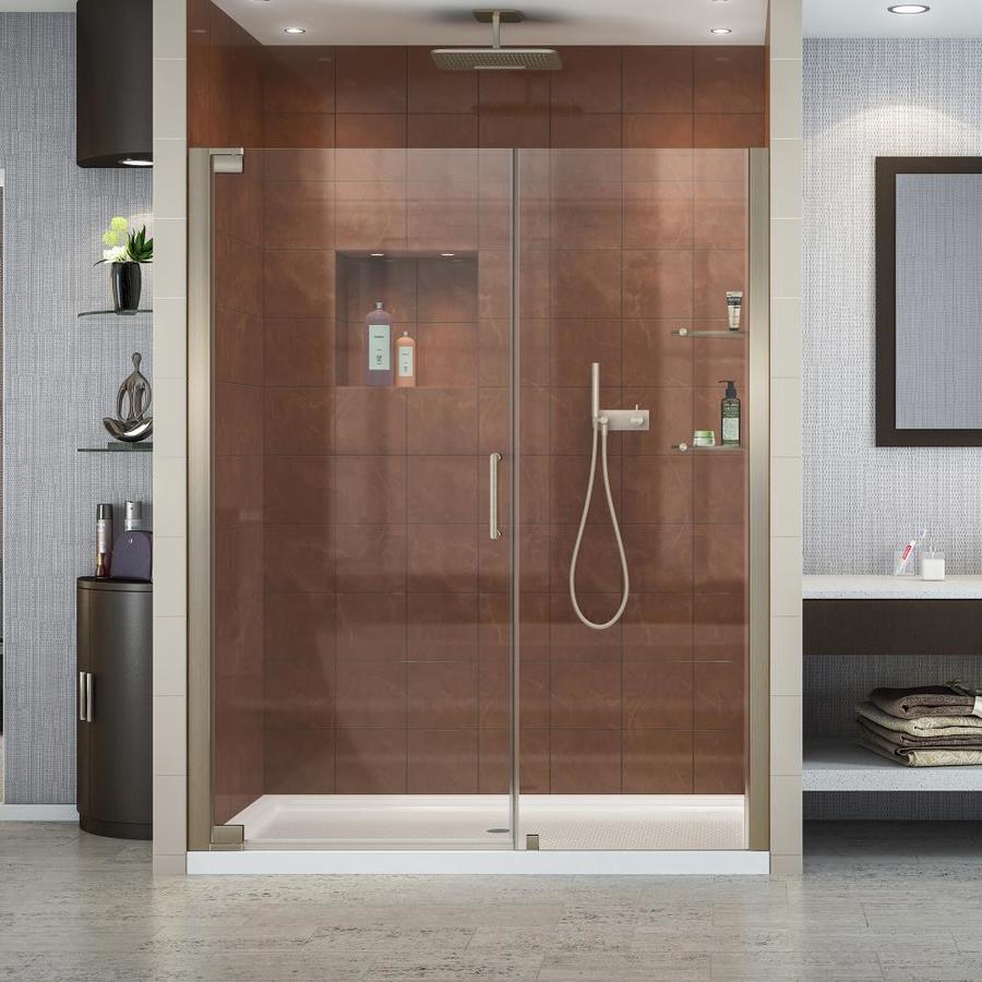 DreamLine Elegance 52.75-in to 54.75-in W Frameless Pivot Brushed Nickel Shower Door