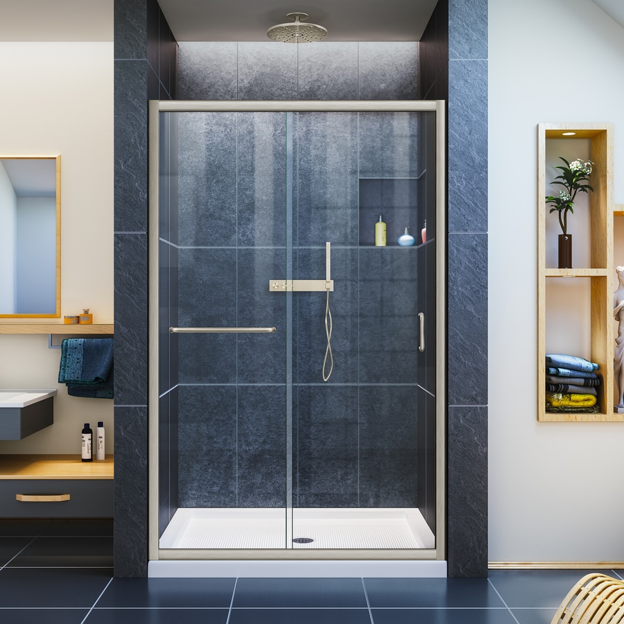 Infinity Z 44 In To 48 In W Semi Frameless Bypass Sliding Brushed Nickel Shower Door