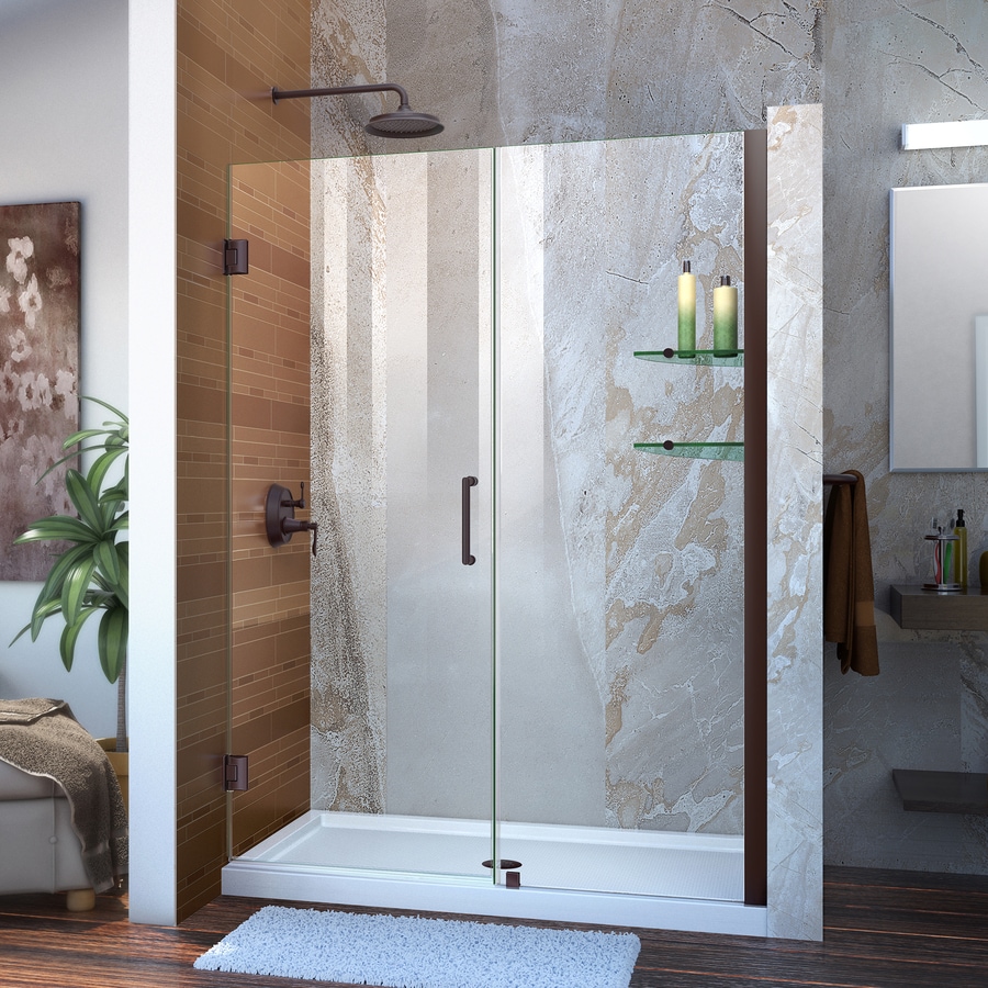 DreamLine Unidoor 72-in H x 53-in to 54-in W Frameless Hinged Oil Rubbed Bronze Shower Door