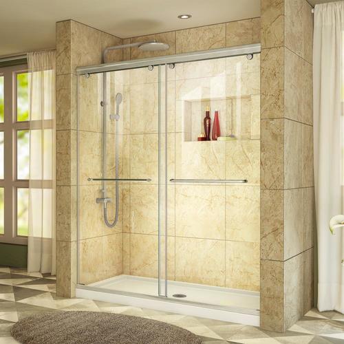 DreamLine Charisma Brushed Nickel 2-Piece Alcove Shower Kit (Common: 32