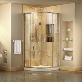 Shower Stalls Enclosures At Lowes Dreamline Prime Chrome White Floor Round 2 Piece Corner Shower Kit Actual