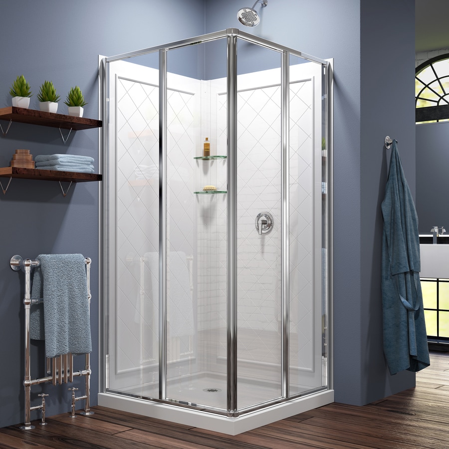 Dreamline Cornerview White 76 75 In X 36 In X 36 In 3 Piece Square Corner Shower Kit In The