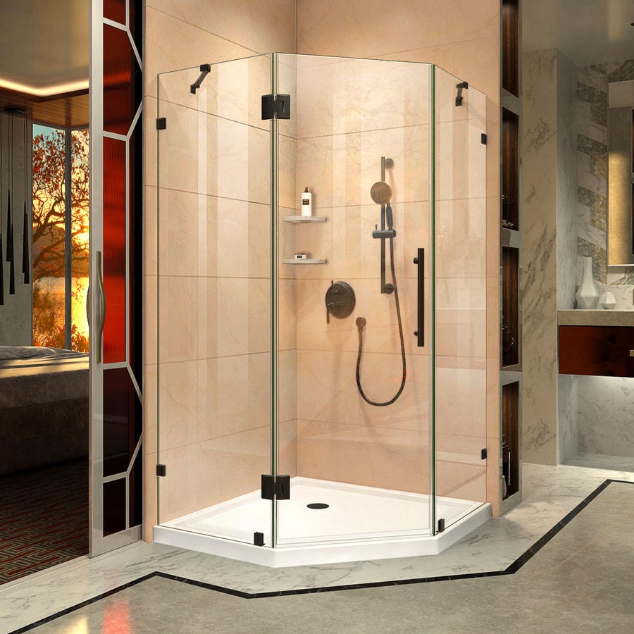 Dreamline Prism Lux 38 In To 38 In W Frameless Hinged Oil Rubbed