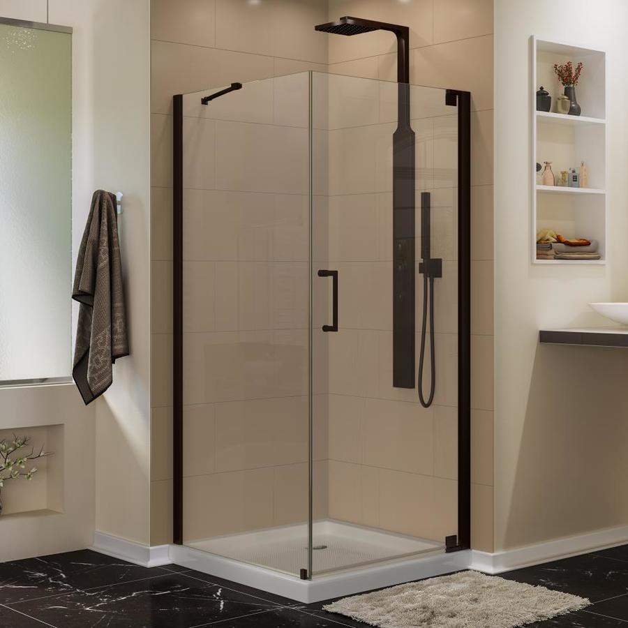 DreamLine Elegance 32in to 32in W Frameless Oil Rubbed Bronze Pivot Shower Door at