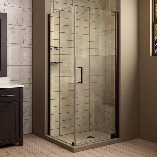 DreamLine Elegance 34in to 34in W Frameless Oil Rubbed Bronze Pivot Shower Door in the Shower