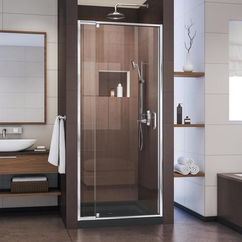 Flex 28 In To 32 W Semi Frameless Pivot Chrome Shower Door