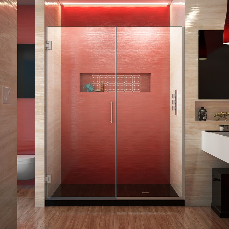 Unidoor Plus 59 5 In To 60 In W Frameless Hinged Brushed Nickel Shower Door