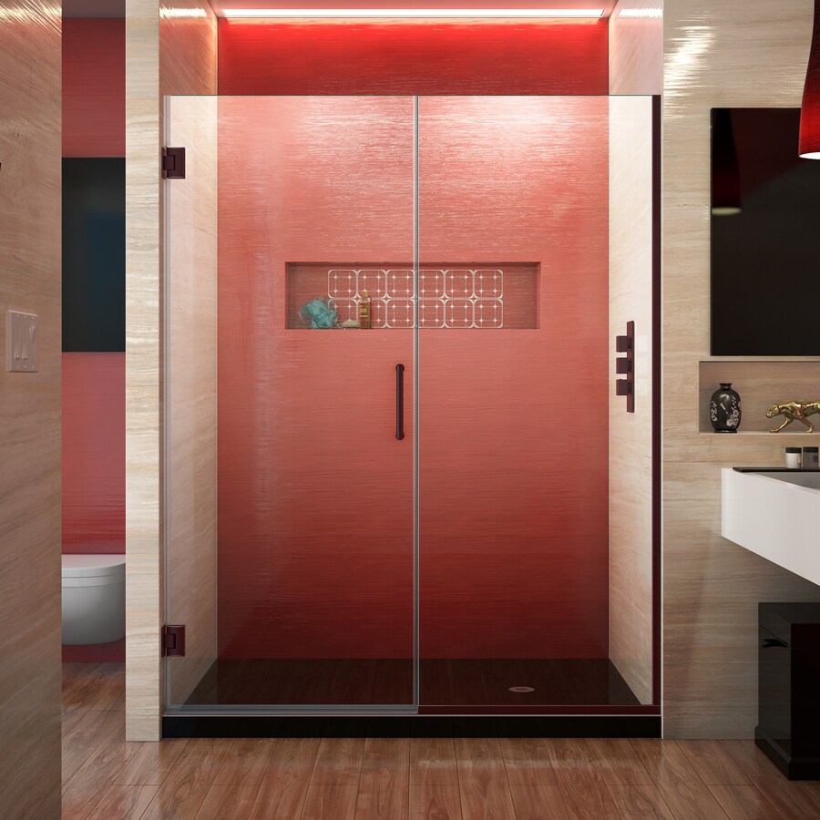 DreamLine Unidoor Plus 72-in H x 57.5-in to 58-in W Frameless Hinged Oil Rubbed Bronze Shower Door