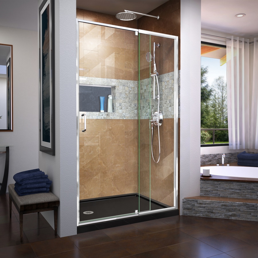 Shop DreamLine Flex 44in to 48in W Chrome Pivot Shower Door at