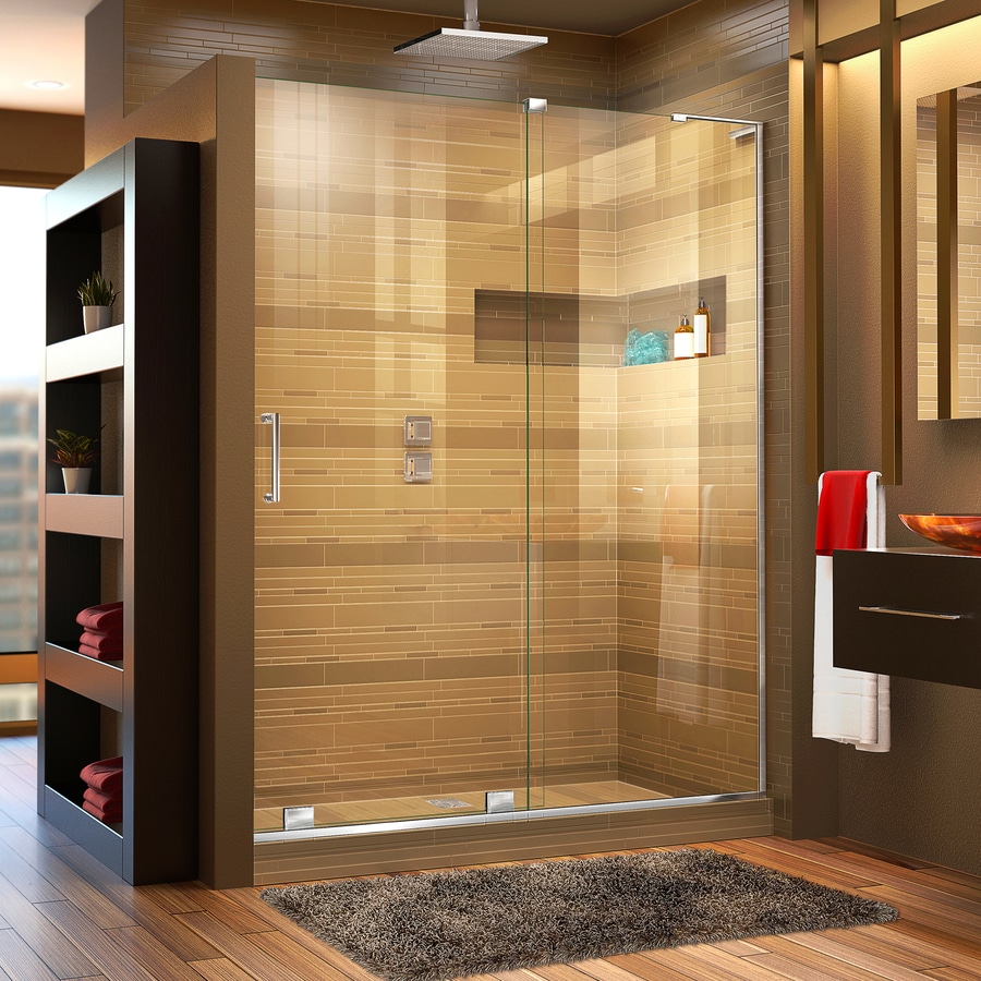 Shower sliding frameless door bypass lowes dreamline mirage chrome