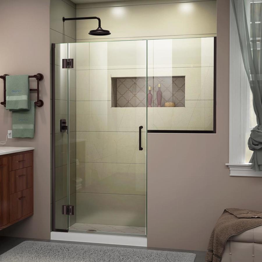 DreamLine Unidoor-X 72-in H x 64-in to 64.5-in W Frameless Hinged Oil Rubbed Bronze Shower Door