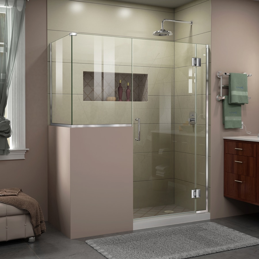 DreamLine Unidoor-X 72-in H x 58-in to 58-in W Frameless Hinged Chrome ...