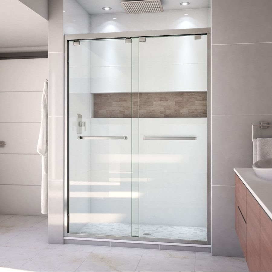 DreamLine Encore 50-in to 54-in W Semi-frameless Brushed Nickel Bypass/Sliding Shower Door at 