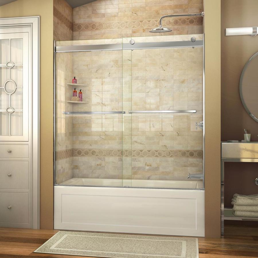 Essence 56 In To 60 In W Frameless Bypass Sliding Brushed Nickel Bathtub Door