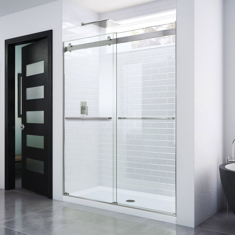 Essence 56 In To 60 In W Frameless Bypass Sliding Brushed Nickel Shower Door