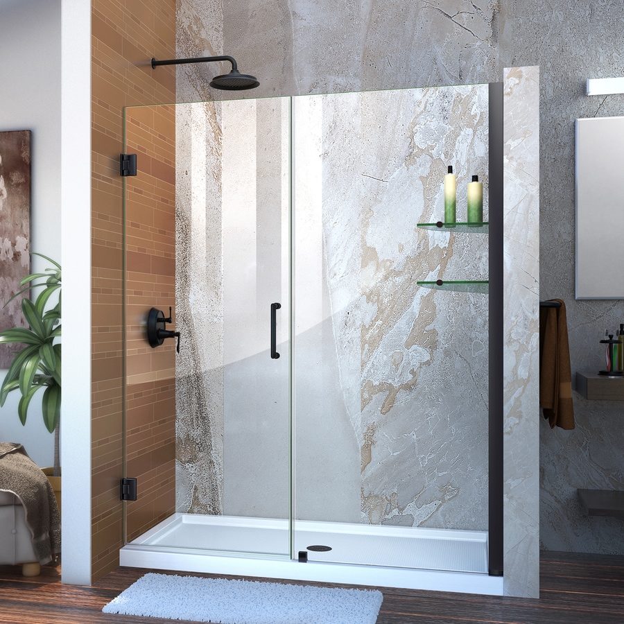 DreamLine Unidoor 60in to 61in W Frameless Satin Black Hinged Shower