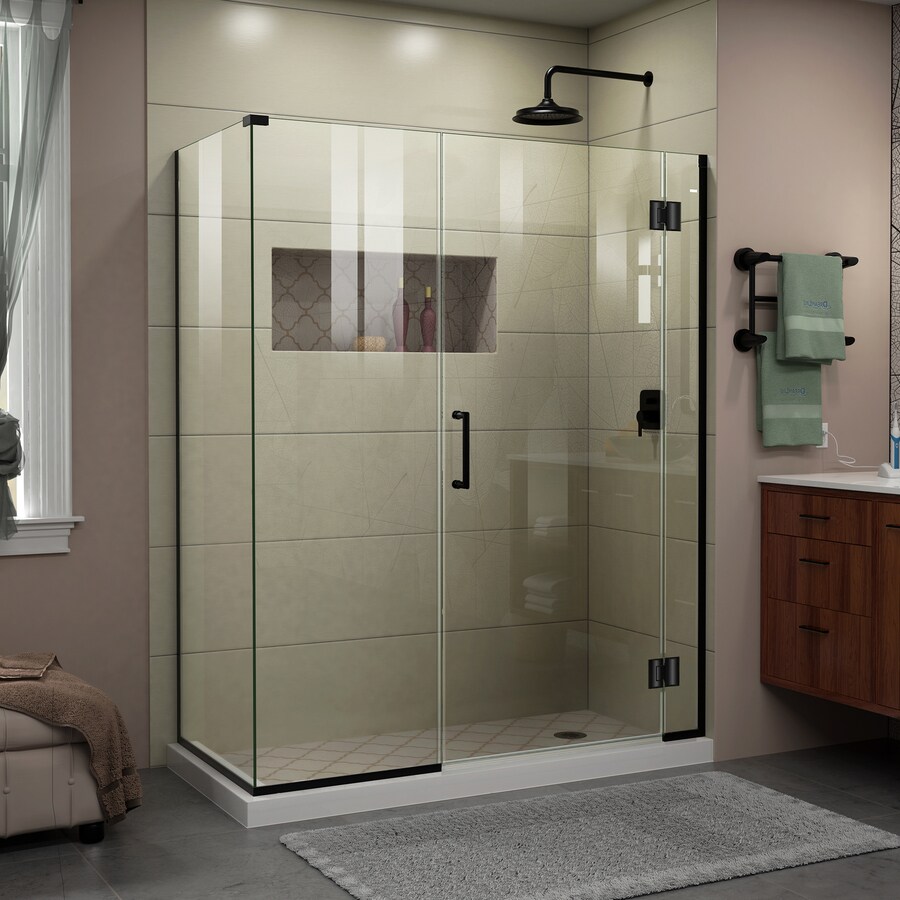 DreamLine UnidoorX 35in to 35in W Frameless Satin Black Hinged