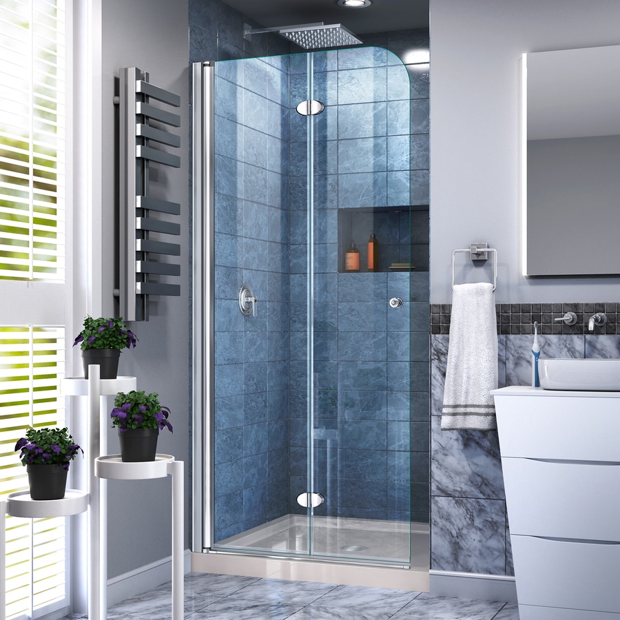 DreamLine Aqua Fold Chrome 2-Piece Alcove Shower Kit (Common: 36-in x ...