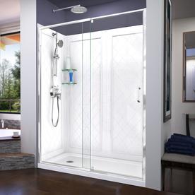 Shower Stalls Enclosures At Lowes Dreamline Flex Hardware Chrome Base And Backwall Color White 3 Piece Alcove