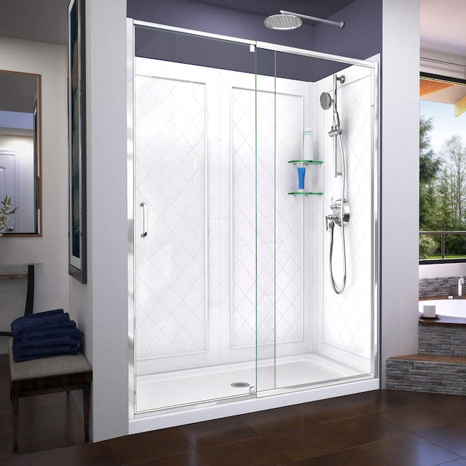 Dreamline Flex Chrome 3 Piece 60 In X 36 In X 77 In Alcove Shower Kit In The Shower Stalls Enclosures Department At Lowes Com
