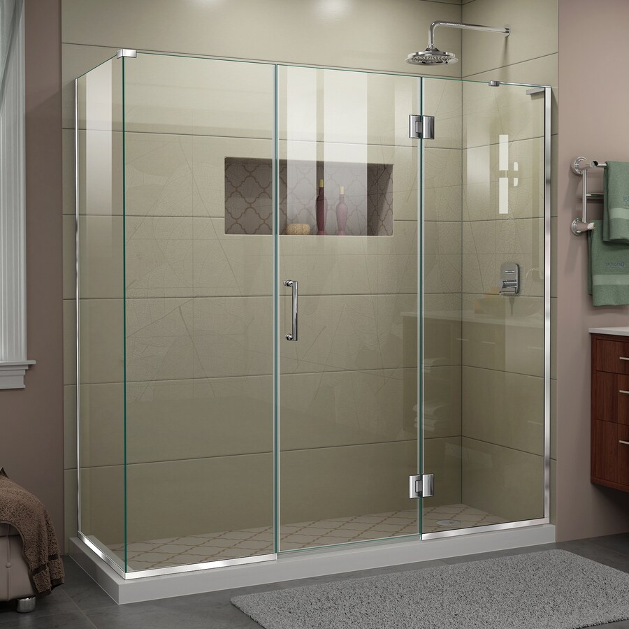 DreamLine Unidoor-X 72-in H x 69.5-in W Frameless Hinged Chrome Shower ...