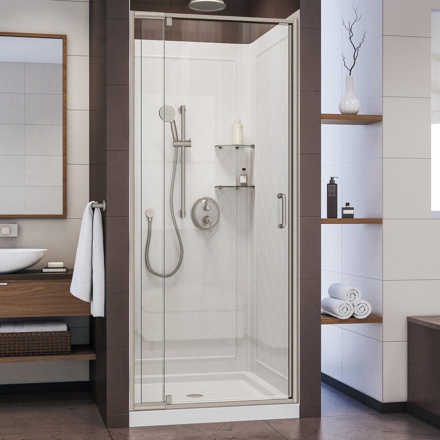 Dreamline Flex Brushed Nickel 3 Piece Alcove Shower Kit Common 36 In 