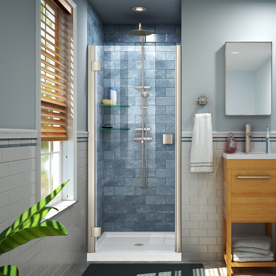 Dreamline Lumen 34 In To 35 W Semi Frameless Brushed Nickel Dreamline Lumen 34 In To 35 W Semi Frameless Brushed Nickel Hinged Shower Door