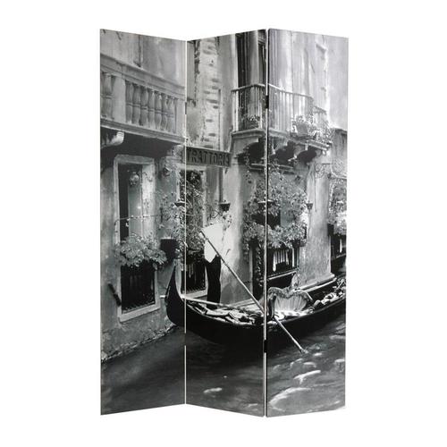 Oriental Furniture 3-Panel Printed Canvas Fabric Folding Contemporary ...