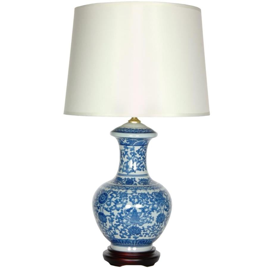 Red Lantern 24 5 In Blue And White Porcelain Round Vase Lamp At