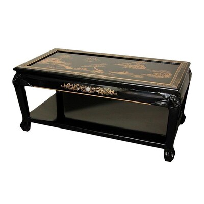 Oriental Furniture Black Lacquer Wood Coffee Table At Lowes Com