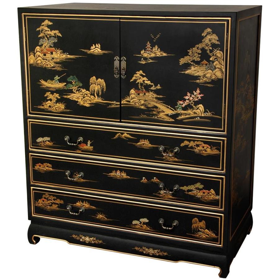 Red Lantern Oriental Furniture Black Elm 6 Drawer Combo Dresser At