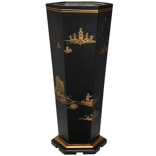 Red Lantern Oriental Furniture 6-Umbrella Black Porcelain Indoor