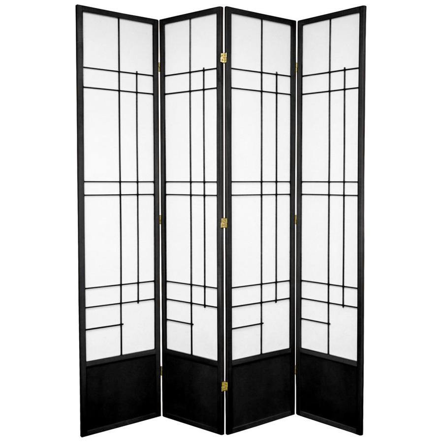 Red Lantern 4Panel Black Paper Folding Shoji Style Room Divider in the