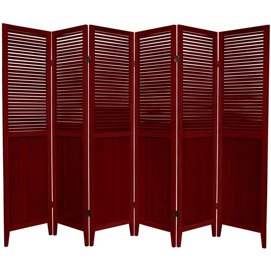 Red Lantern 6-Panel Rosewood Wood Folding Shoji Style Room Divider in ...