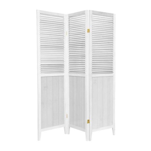 Oriental Furniture 3Panel White Wood Folding Transitional Style Room