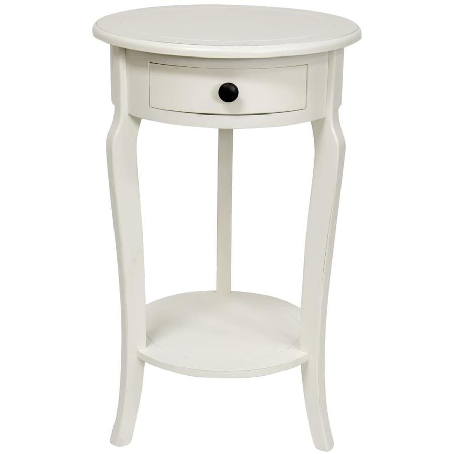 Red Lantern 26 In Classic Round End Table With Drawer At