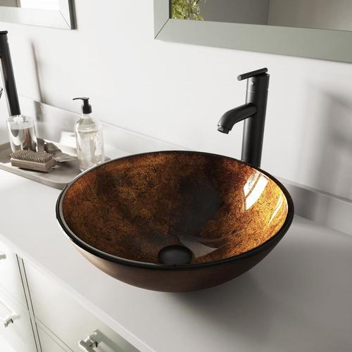 Vigo Vessel Sinks Gold And Brown Fusion Glass Vessel Round Bathroom