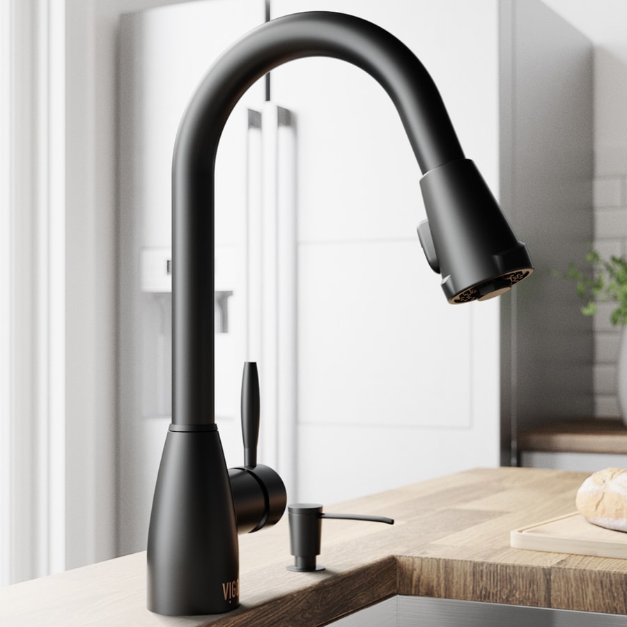 VIGO Graham Matte Black 1-Handle Deck Mount Pull-Down Kitchen Faucet at