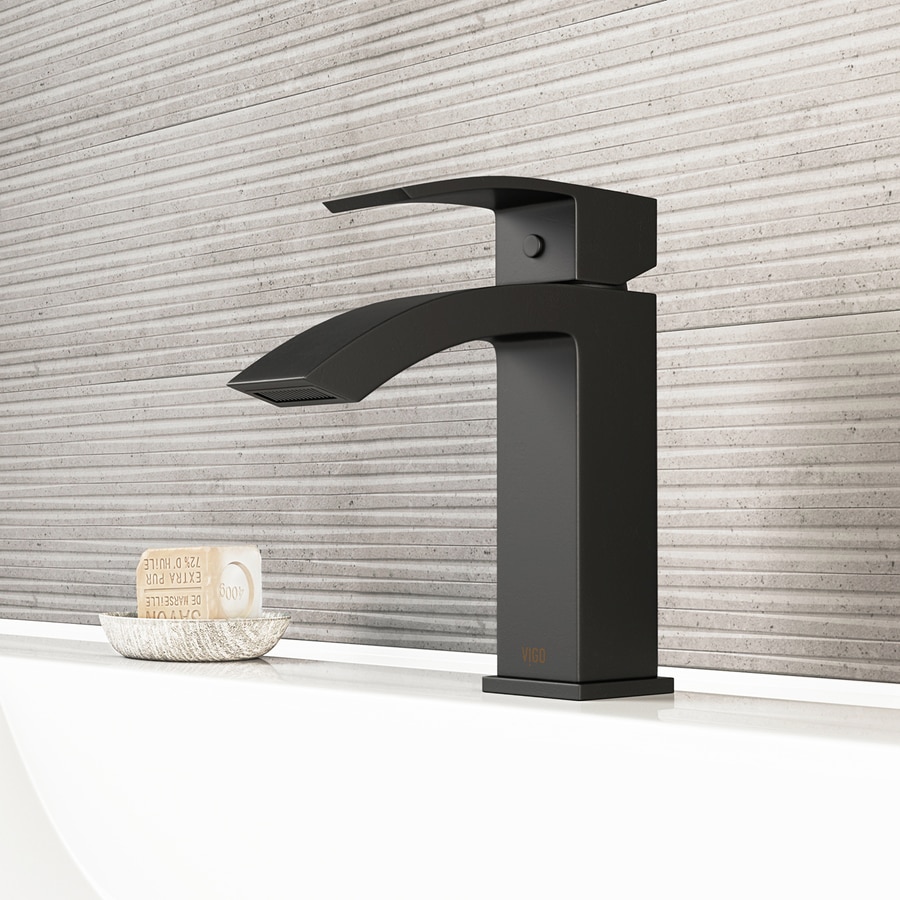 VIGO Satro Matte Black 1 Handle Single Hole WaterSense Bathroom Sink 