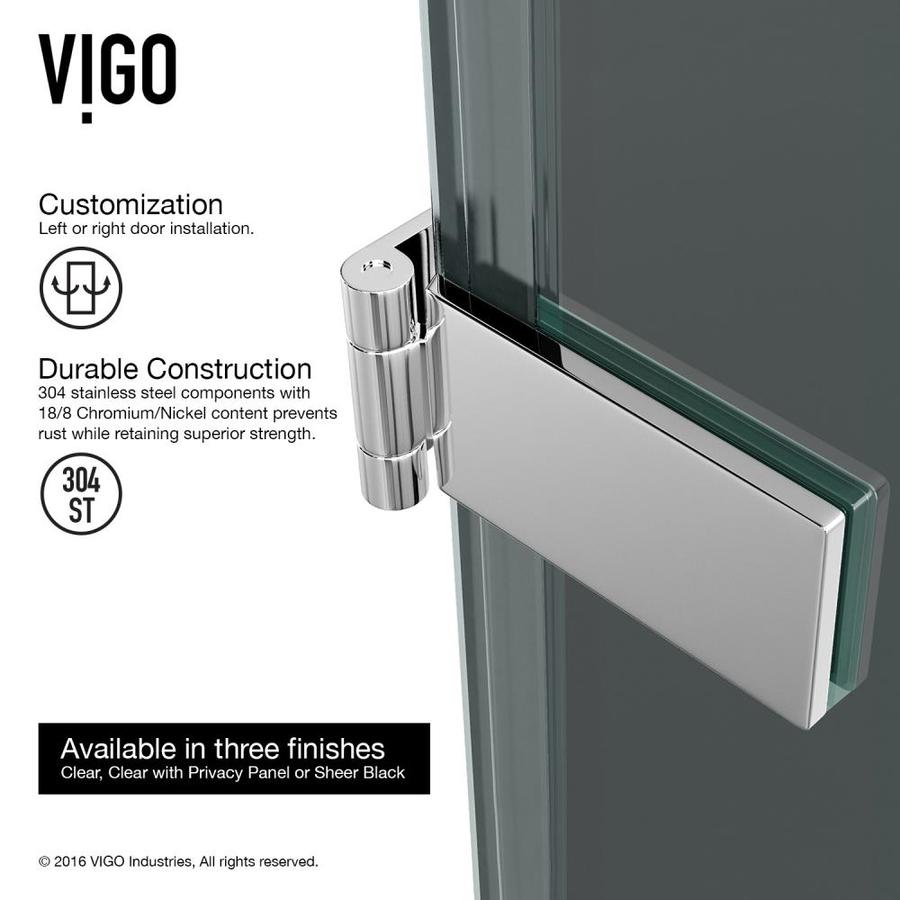 VIGO SoHo 28-in to 28.5-in W Frameless Hinged Chrome Shower Door at ...