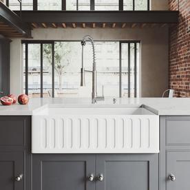 Chrome A Front Farmhouse Kitchen Sinks At Lowes Vigo Kitchen Collection Platinum 33 In X 18 White Single Basin Standard