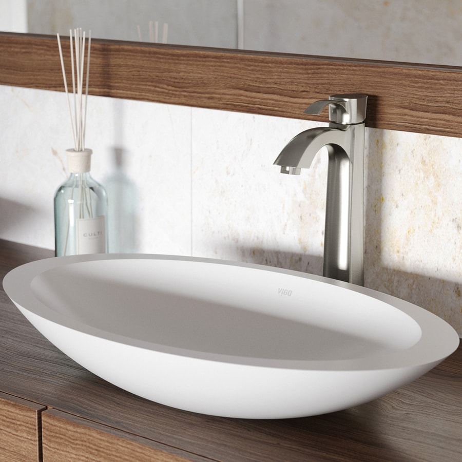 VIGO Matte Stone Vessel Sinks Matte White Acrylic Vessel ...