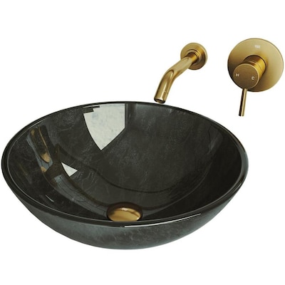 Vigo Onyx Gray Gl Vessel Round Bathroom Sink With Faucet Onyx Gl Vessel Round Bathroom Sink