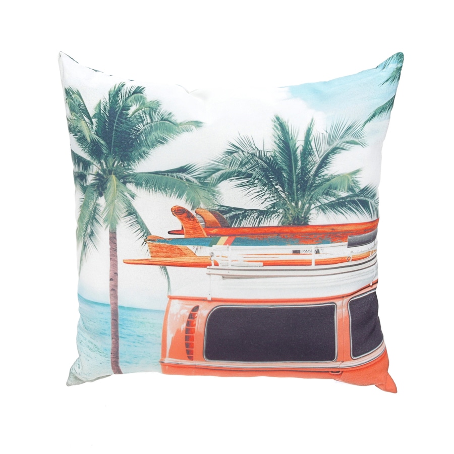 Garden Treasures Graphic Print Surf Van Square Throw Pillow At