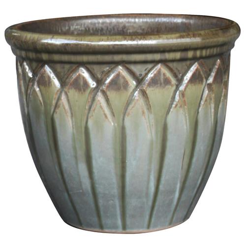 Global Outdoors 13-in W x 12.5-in H Golden White Ceramic Planter in the ...