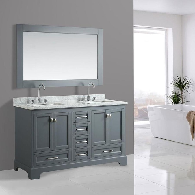 Design Element Omega 61-in Gray Undermount Double Sink Bathroom Vanity ...