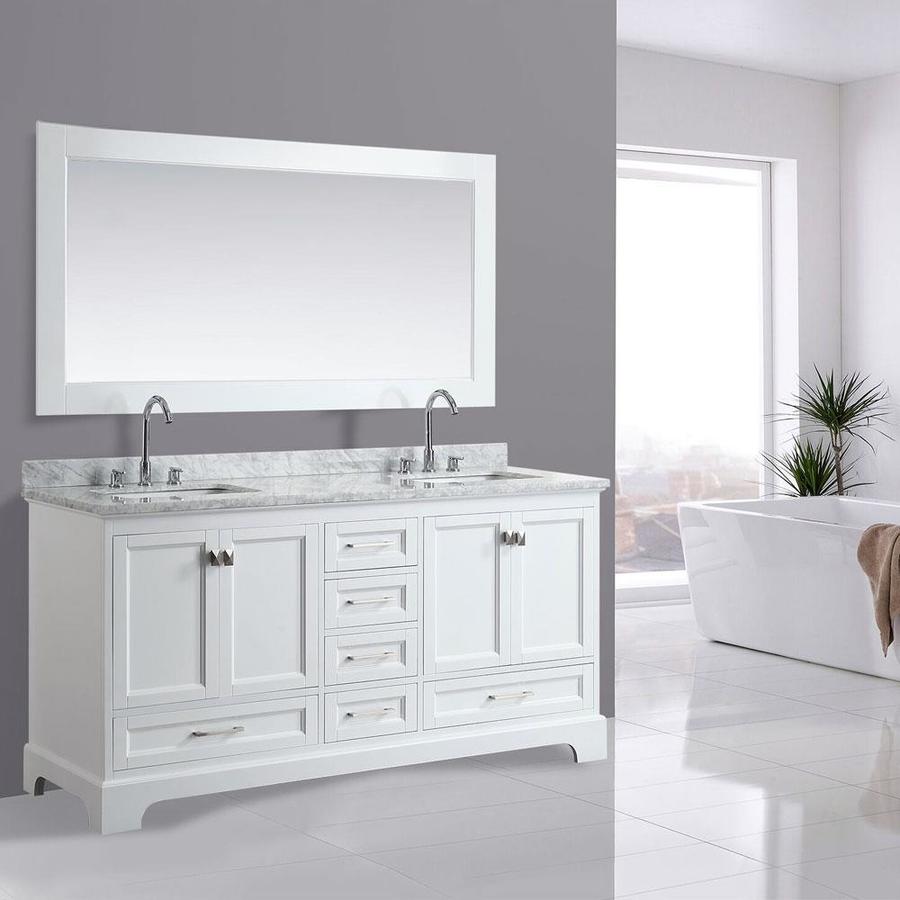 Design Element Omega 72-in White Double Sink Bathroom Vanity with White ...