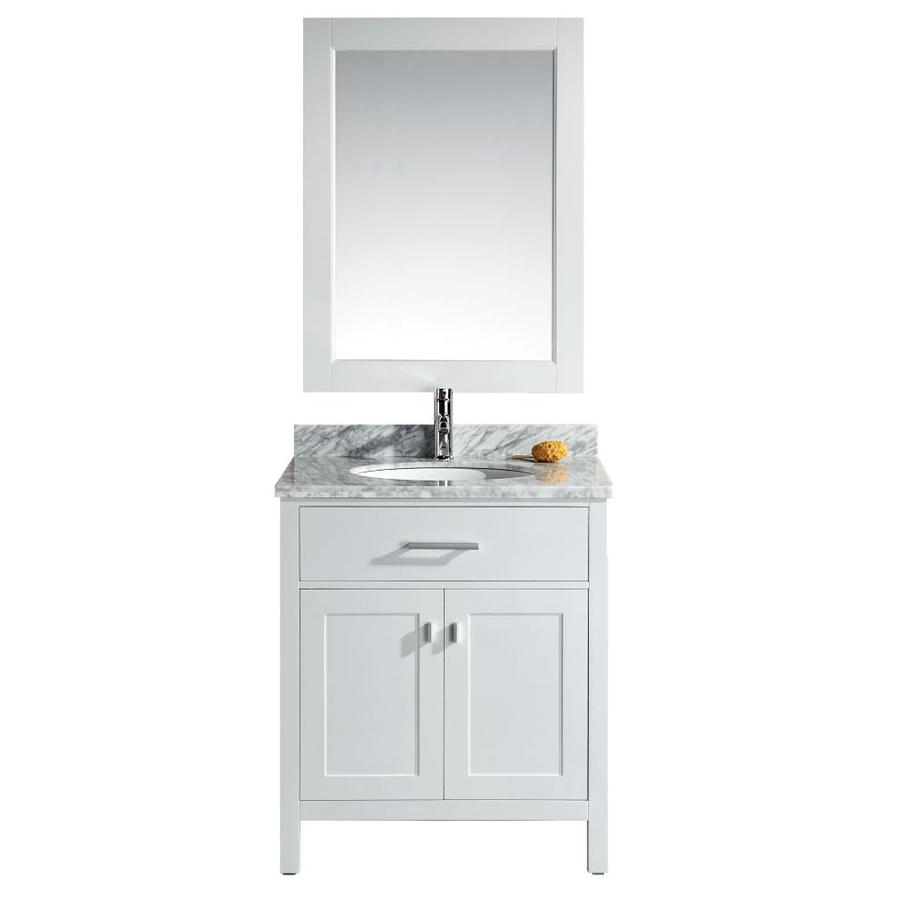 Design Element London 30-in White Single Sink Bathroom Vanity with White Marble Top