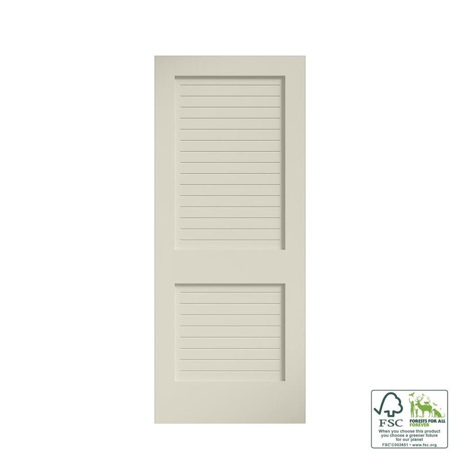 EightDoors White Finished Pine Slab Door 2Panel Flat Louver/Louver 80