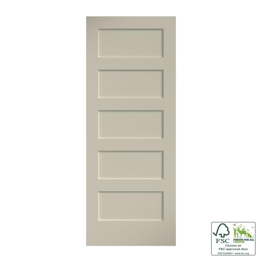 Eightdoors Shaker Primed White 5 Panel Square Solid Core Mdf Slab